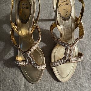 Rene Caovilla Beaded Sandal Heels
